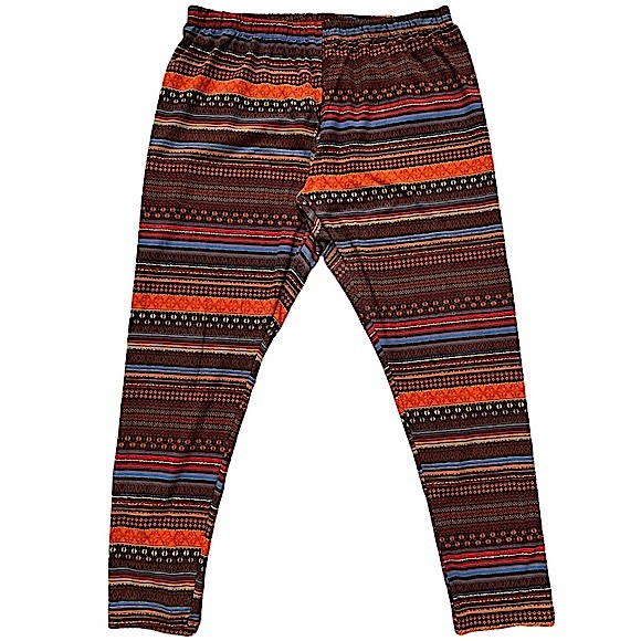No Boundaries size Xl red orange yellow blue brown striped leggings - Picture 1 of 13